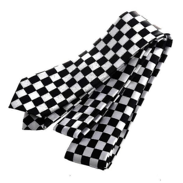 Herre sort hvidternet formelt slips Black White Plaid