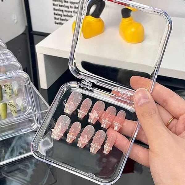 REMAKE Nagelorganisatör, 12 st Tryckta Nagelförvaring, Konstgjorda Tryckta Nagelbehållare, Klar Akryl Nagelorganisatörfodral med Transparent Tejp ...
