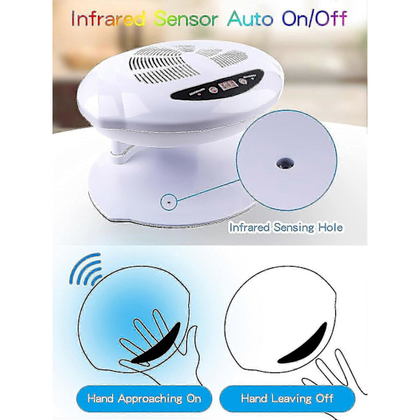 Luftnageltork, 400W Luftnagelfläkt Tork för Nagellack Intelligent Automatisk Sensor Varm & Kall Luft Nagellack Torkfläkt Manikyrverktyg EU Plug