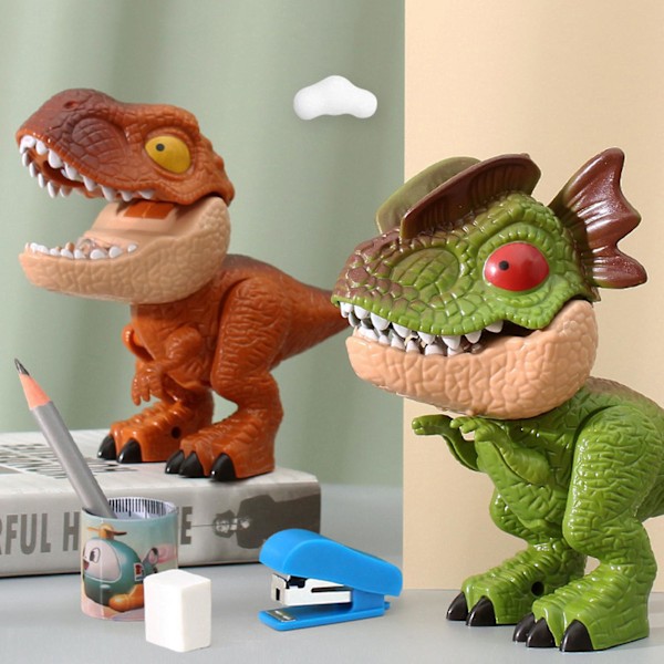 1 Kreativ Dinosaur Legetøjsmodel Multifunktionel Grundskole Skrivemateriale Inkluderet Lineal, Blyant, Blyantspidser, Bindingsmaskine, Viskelæder blue