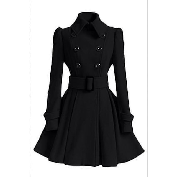 Elegant dame vinterfrakke med bælte, lang jakke, 6 farver black s