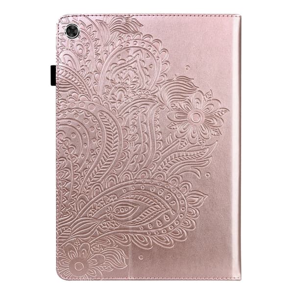 [KK] Compatible with Samsung Compatible with Galaxy Tab A9+ / A11+ Embossed Leather Case with Peacock Pattern Roséguld