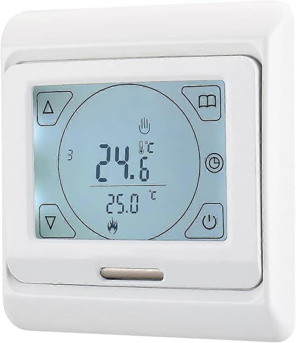 WG809 Rumstermostat, 7 dagar programmerbar LCD-display AC230V 16A för elektrisk golvvärme vit
