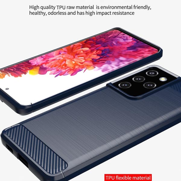 Børstet tekstur TPU-etui til Samsung Galaxy S21 Ultra Black