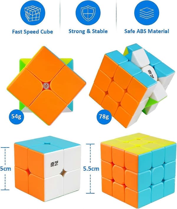 Qiyi Speed Cube Bundle 2x2 3x3 Magic Cube Set Qidi s 2x2 Warrior W 3x3 Stickerless Puzzle Toy Pack