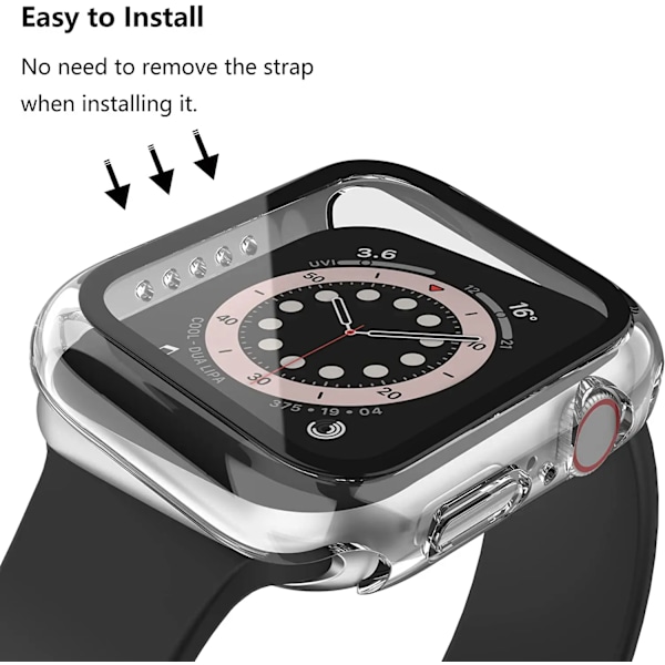 Hard Case for Apple Watch Case 9 8 7 6 5 4 38 40mm Tilbehør Skjermbeskytter iWatch Serie 44mm 45mm 41mm 42mm Svart Svart Svart Black 2 Series 123 42MM