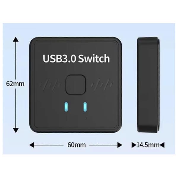 USB 3.0 Printerdeler Switch USB 3.0 Tovejs Switcher 2 ind 1 ud 2 Computere Deler 1 Printer Black
