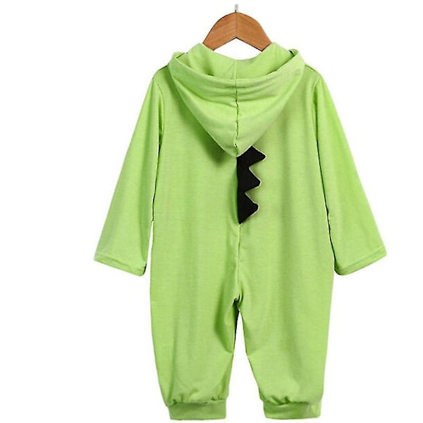 Dinosaur-Hoodie-Romper til småbørn - Grøn Green 3M