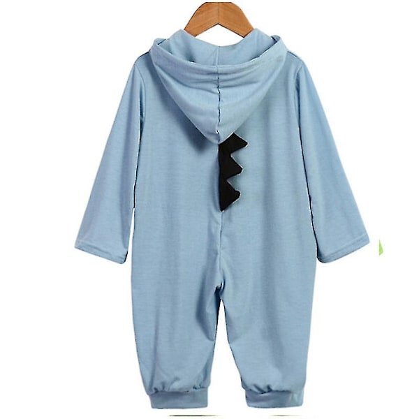 Dinosaur-Hoodie-Romper til små drenge og piger - Blå Blue 6M