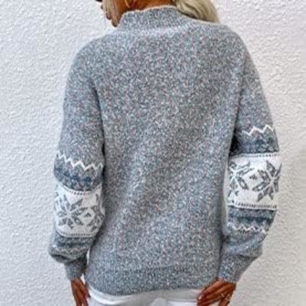 Vinter-Chic Damegenser - Rund halsgenser med Jacquard Julenøkkeldesign M