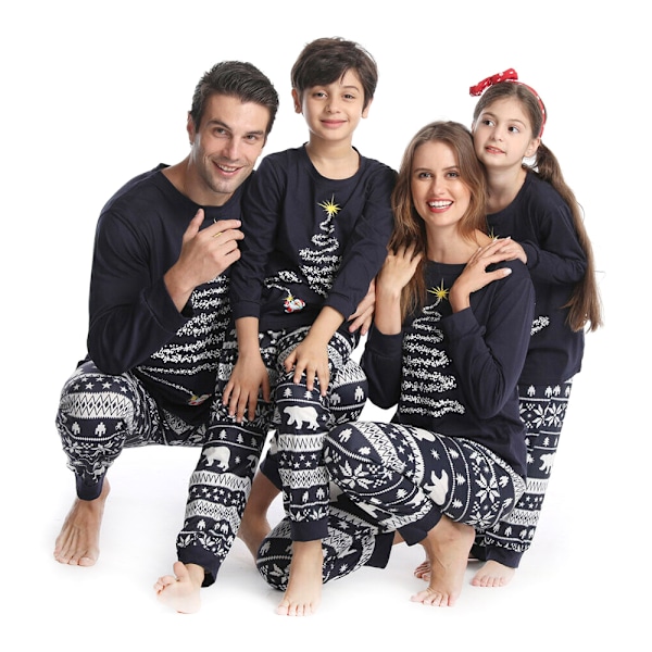 Joululahja - Sopivat Perheen Pyjamat, Jouluasu, Yöasu Lapselle - Tummansininen Kid-Navy 10T