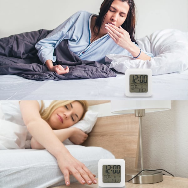 LED-väckarklocka Sängbord 7 färger Display Digital klocka Barnväckarklocka med Snooze-funktion Nattljus Temperatur Tid Datum Y
