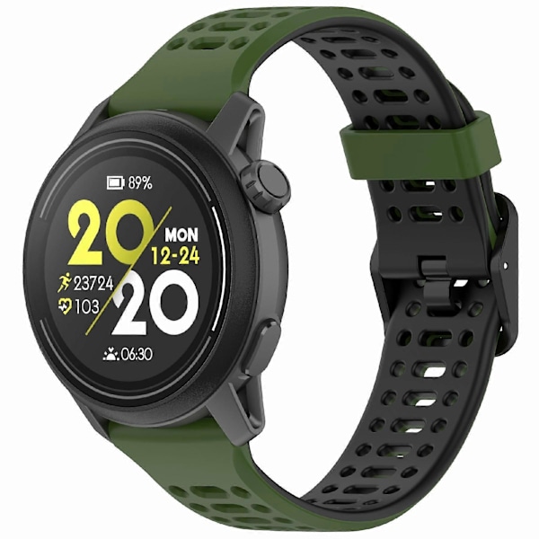 Til Coros Pace 2/ Apex 2/ Apex 42mm Silikone Urrem Dual Farve 20mm Urrem Army Green Black