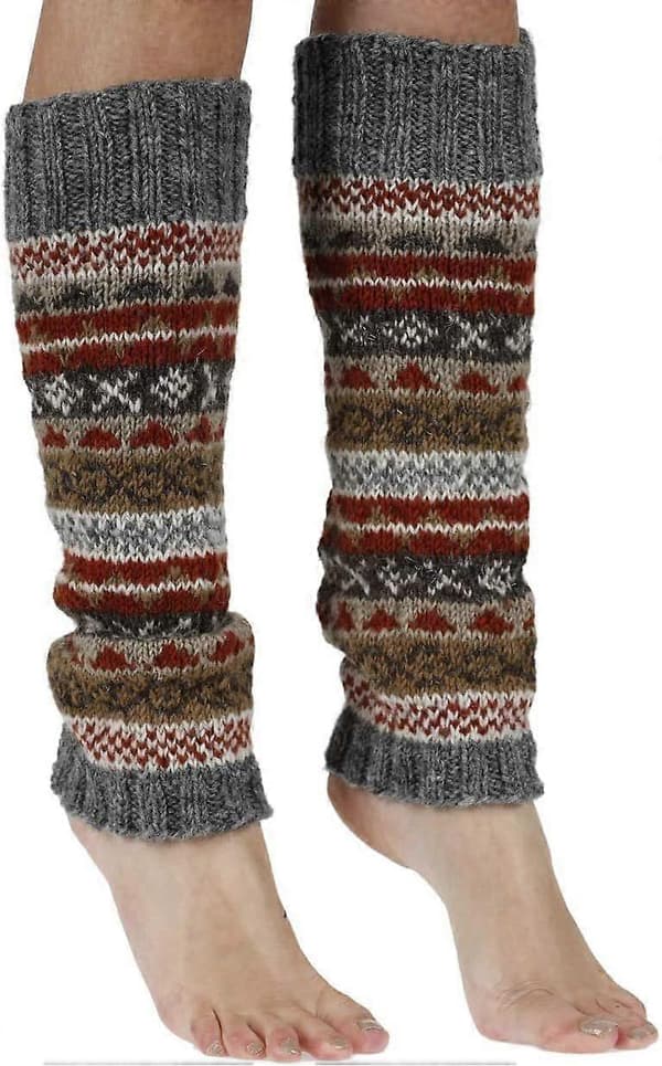 Dam 100% Ull Handstickade Fair Isle Earth Benvärmare Extra Varma
