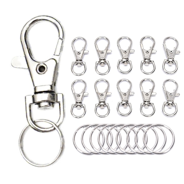 50 pcs Metal Swivel Lobster Buckles Clips Hook with Key Ring DIY