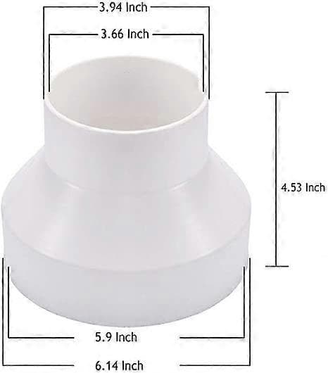 Ventilationskanaladaptere til 150 mm til 100 mm kanaler, udluftning