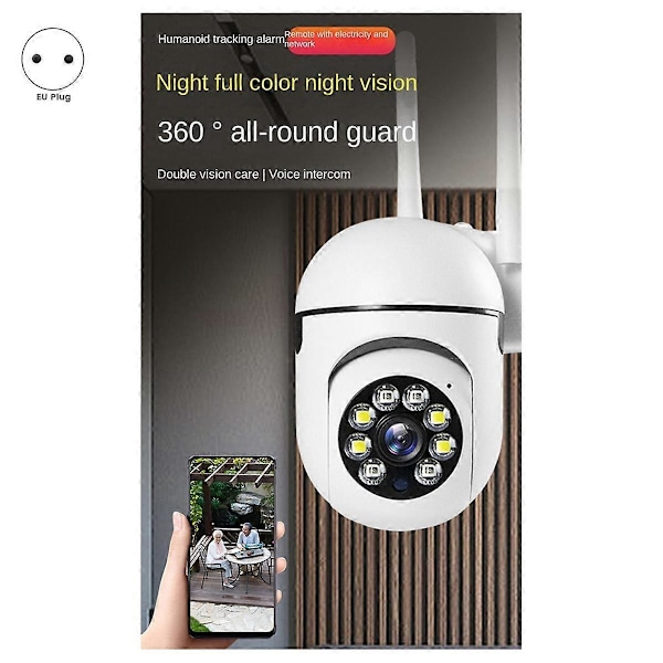 5G WiFi 360 Övervakningskameror Spårning Fullfärg Mörkerseende Säkerhetsskydd Rörelse Utomhus White
