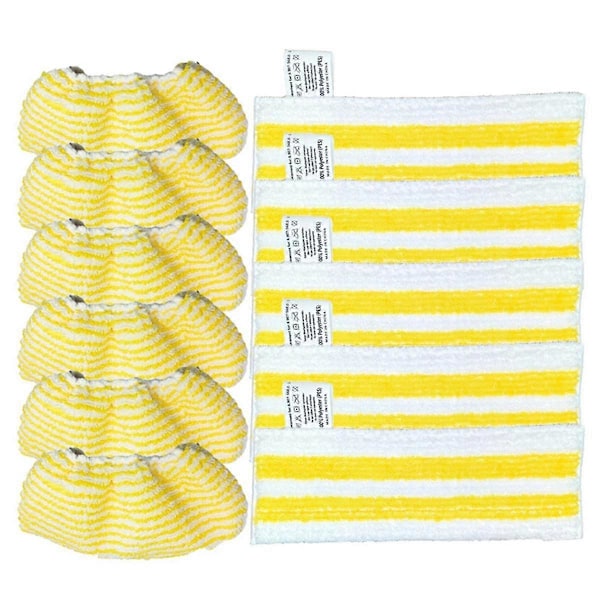 11 STK Dampmoppe Klude Betræk til Easyfix SC2 SC3 SC4 SC5 Håndholdt Støvsuger Dele Mikrofiber Moppepude White  Yellow