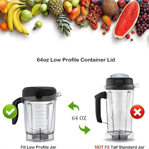 Ersättningslock för Vitamix, låg profil 64Oz lock passar Vitamix Blender Explorian Classic C/G Prope Black
