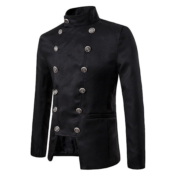 YOUTHUP Formell dress for men, dobbeltspent, ensfarget, dobbeltspent retro bryllupssceneantrekk Black 4XL