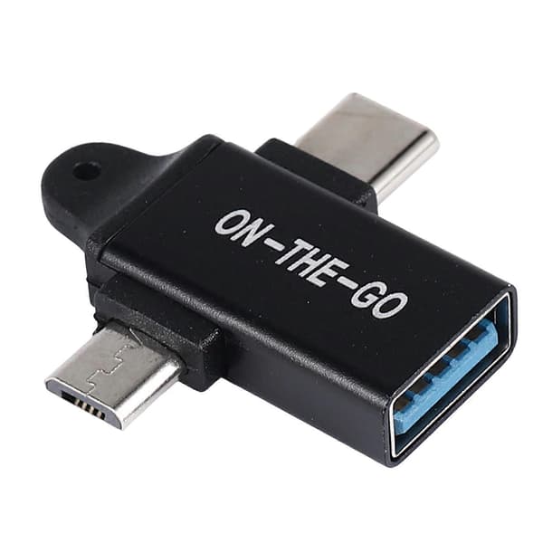USB C til USB 3.0 OTG-konverter USB 2 i 1 Type C -OTG-adapter Black