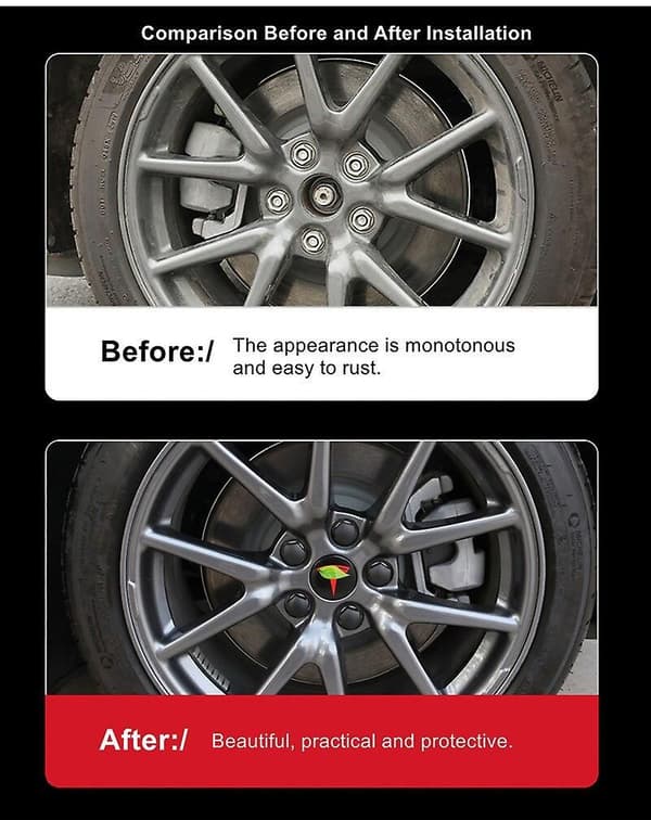[KK]Tesla Model 3 YSX Hjulkapsler Sett Senterkopp Navmutterdeksel Svart Rød Hvit Grå Med 4 Senterkopper 20 Mutterdeksler Silver Matte