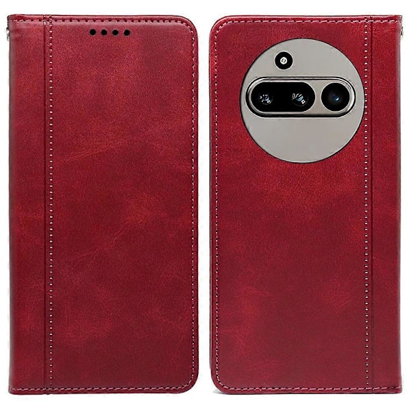 Til Nothing Phone (3a) Etui Skjult Magnetisk Lukning Kalvetekstur Læder Telefoncover - Sort Multicolor Red