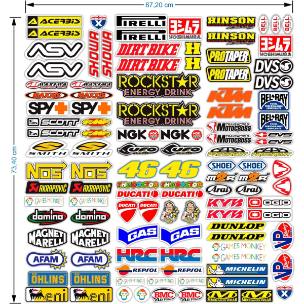 Motorcykeldekaler sponsrar 113 klistermärken motocross grafikcykel 73x67 cm