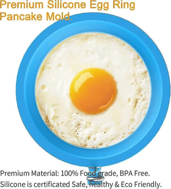 Silikon eggering pannekakeformer Non-stick pannekakeformer 4-pakning (blå)