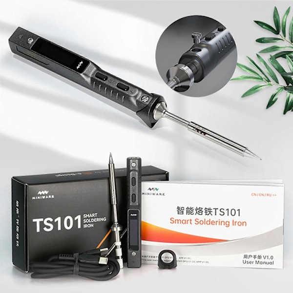 TS101 90W Loddebolt Elektrisk Loddebolt m/ESD Jordingsklemme USB-kabel+TQF js C TS101-B2