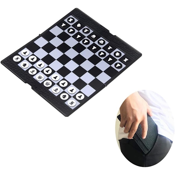 Chess Wallet Set (16cm) - Mini Brætspil Magnetisk Rejse Foldbart Skakbræt Uddannelsesmæssige Legetøj/Gave til Børn og Voksne