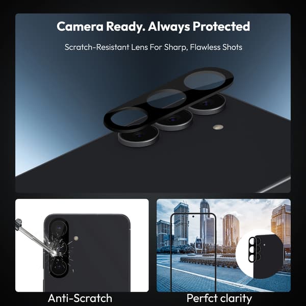 [KK]2-Pack Samsung S25 FE Screen Protector & 2-Pack Lens Protector - Tempered Glass | [Automatic Installation] - Bubble-Free