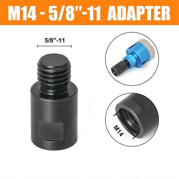 2 stk M14 til 5/8 tommer-11 adapter vinkelsliper gjengeomformer adapter akselkobling for diamant C Black