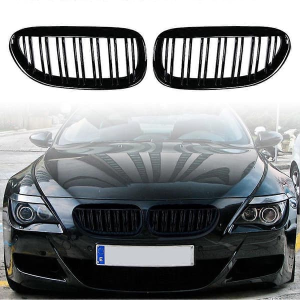 Front Kidney Bumper Grill Grill Dobbel Linje for 6-serie E63 E64 2004-2010 Racing Grill Tilbehør Glossy Black