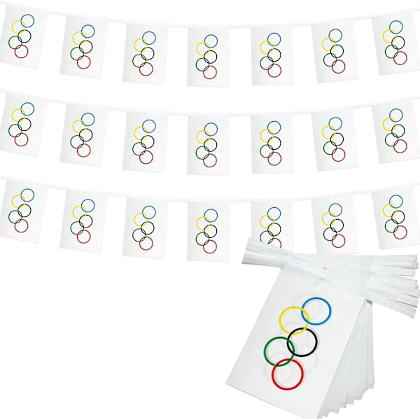 Olympic Games Flag String Olympic Rings Small Mini Pennant 33ft 30 Flags Family/Friend Gift With Box ZMYX