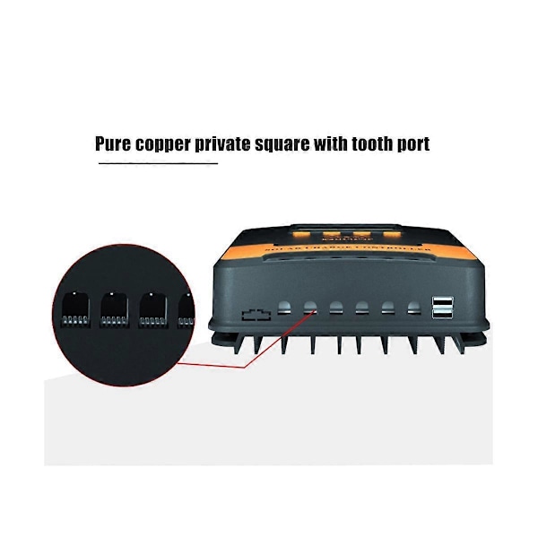 60A MPPT Solcelle Laderegulator 12V 24V Auto Adapterende Blysyre Lithium Batteri Opladningscontroller Black