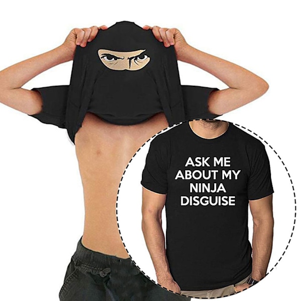 Ninja-asu T-paita Karate Martial Arts Tee Top - Lapsille ja Aikuisten Musta Black XS