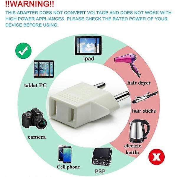 US til EU Adapter - Hvit