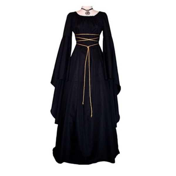 Middelalder-inspirert Victorian Halloween-kjole for kvinner - Svart Black M