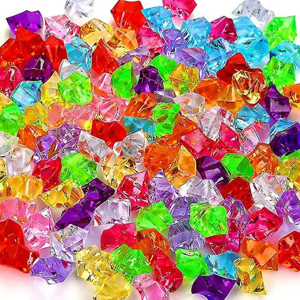 180-190 st Premium flerfärgad falsk krossad issten, plastjuveler, akryl, isstenskristaller, skatter, falska diamanter, plastisbitar för barn