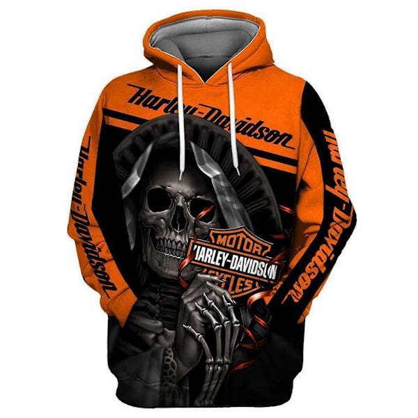 Herre Ny Harley 3D Digital Print Løs Pullover Hættetrøje Sweater Baseballjakke S