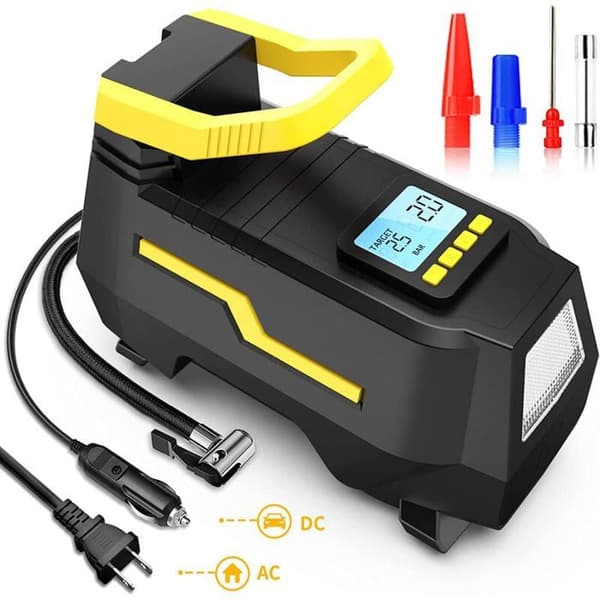 RYTTGOP Luftkompressor - 220V 12V - 150PSI - LED-belysning - 4 ventiladaptrar
