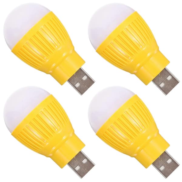 LED Mini Lys USB Små Lamper til Hjemmebrug Nødbelysning 4 Stk Gul
