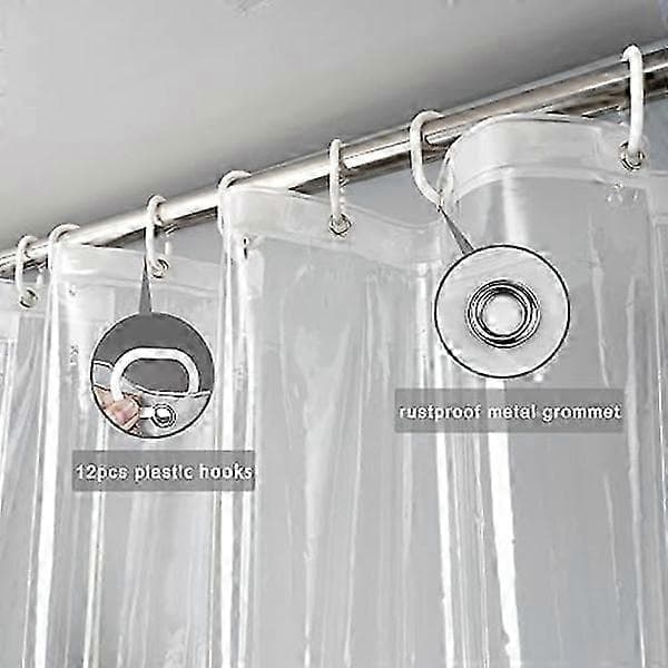 Extra långt transparent duschdraperi 180x200cm, Transparent