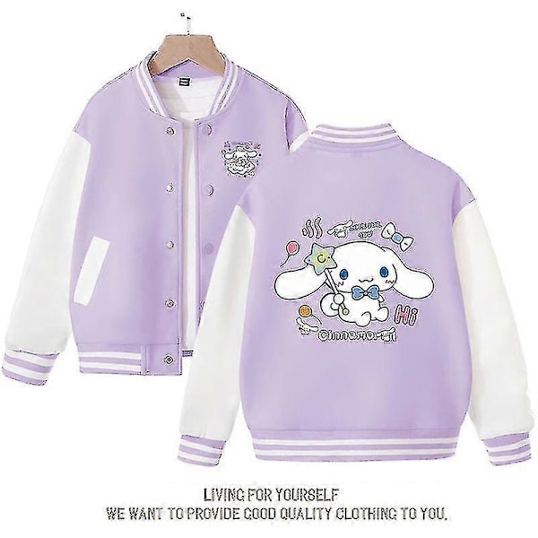 Kevät/syksy Sanrio Lasten Takki Cinnamoroll Takit Söpö Anime Sarjakuva Kawaii Löysät Urheilu Baseball Vaatteet Syntymäpäivälahja lilac colour 110