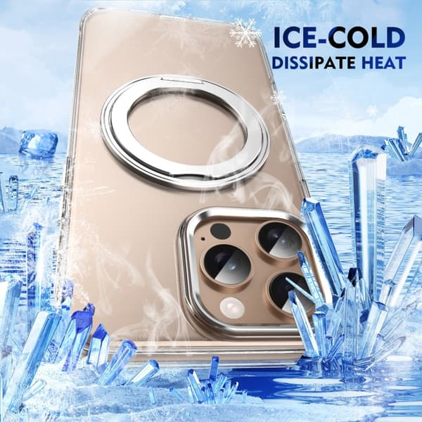 [KK]iPhone 16 Pro Ice-Cold Roterande Ringhållare PC MagSafe Skal Silver