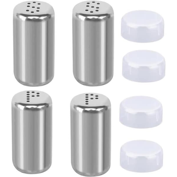 Salt- og pepperbøsser - Rustfritt stål - Sett med 4 - 410 rustfritt stål - Elegant design - Kompakt