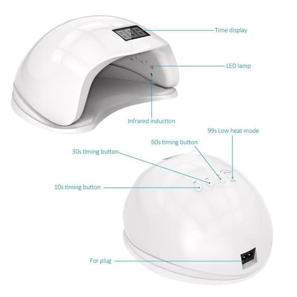SUN5 48W UV LED negletørrerlampe - Model - EU-stik - Hvid - 48W