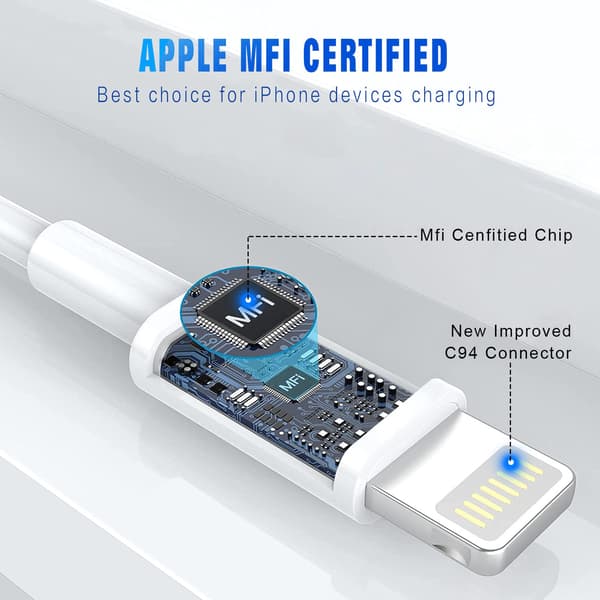 [KK] Compatible with iPhone Charging Cable 3-pack 2M MFi Certified Lightning Cable Compatible with iPhone 11-14 XS XR X Pro Max Mini 8 7 6S Plus