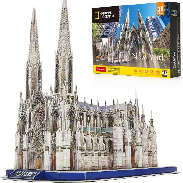 Cubicfun 3d-pussel National Geographic St. Patrick's Cathedral modellsatser 117st York arkitekturbyggnad för vuxna barn
